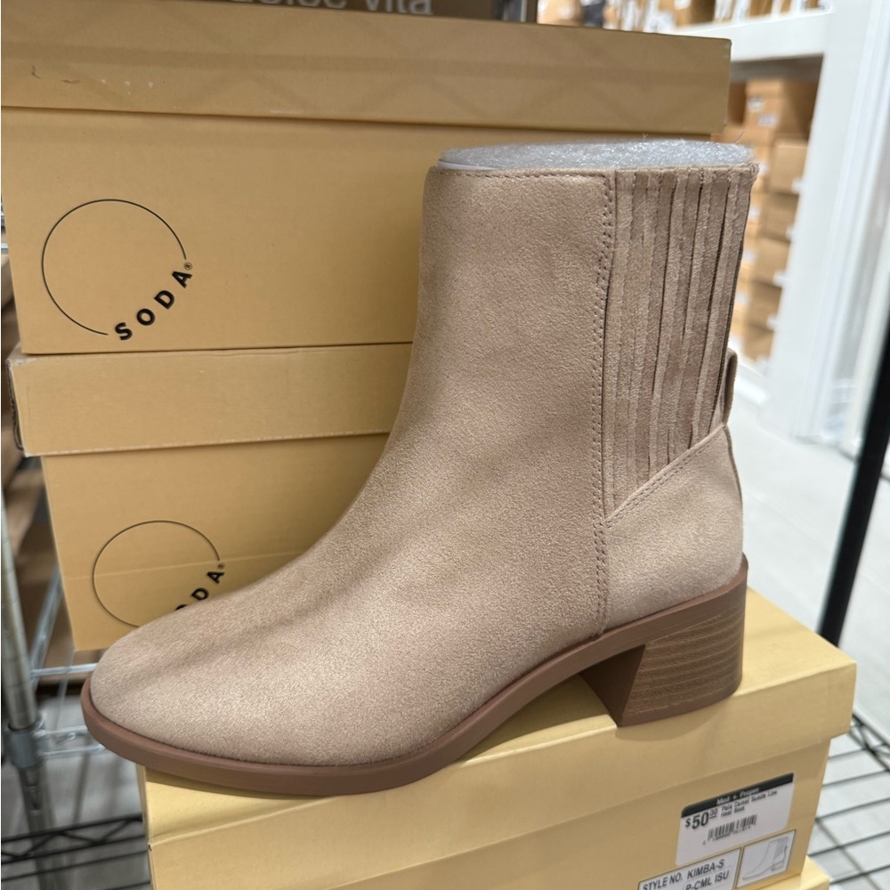 Soda Women's Beige Ankle Booties